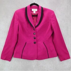 Amanda Smith Vibrant Pink Blazer with Black Trim